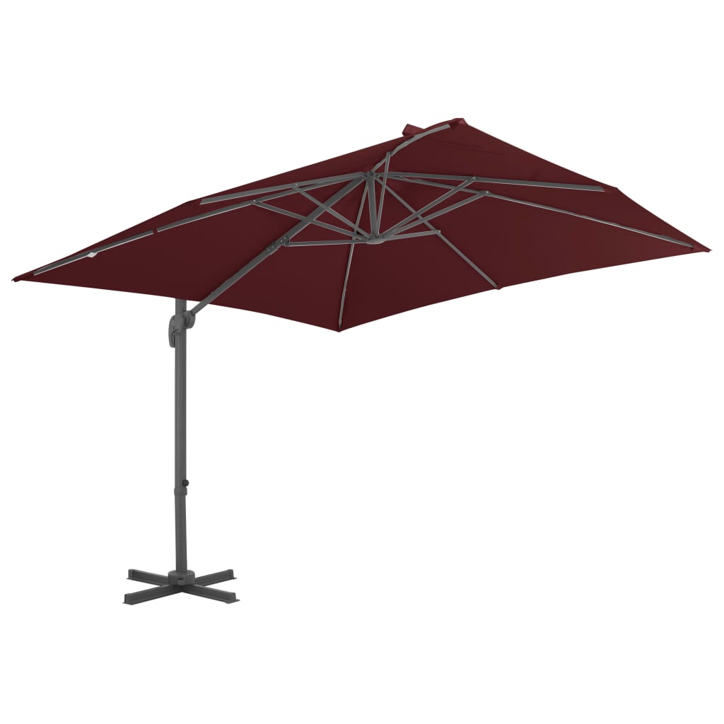 Konzolni vrtni suncobran s aluminijskim stupom 400x300 cm bordo