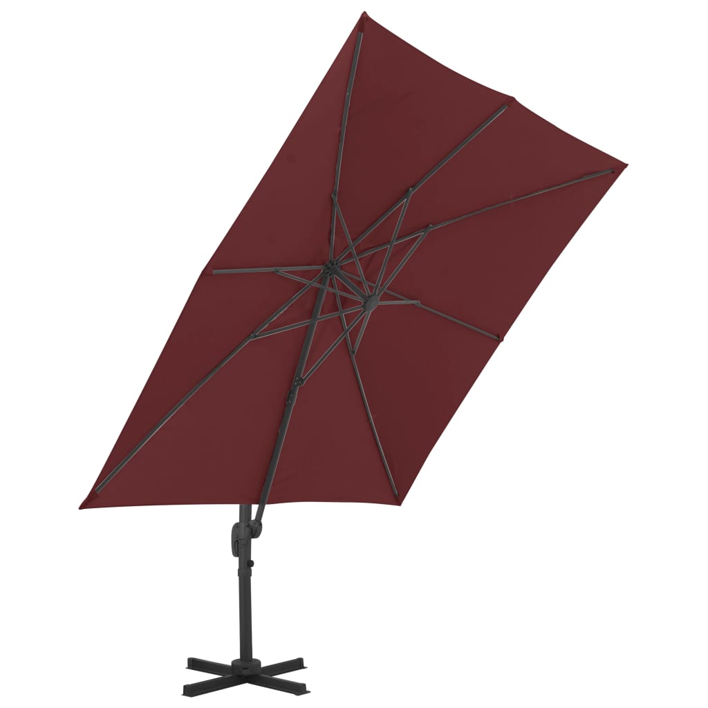 Konzolni vrtni suncobran s aluminijskim stupom 400x300 cm bordo
