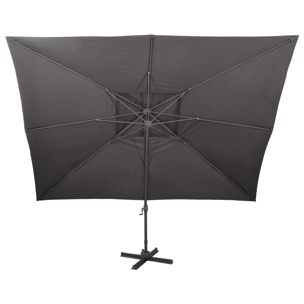 Konzolni vrtni suncobran s dvostrukim vrhom antracit boje 400x300 cm