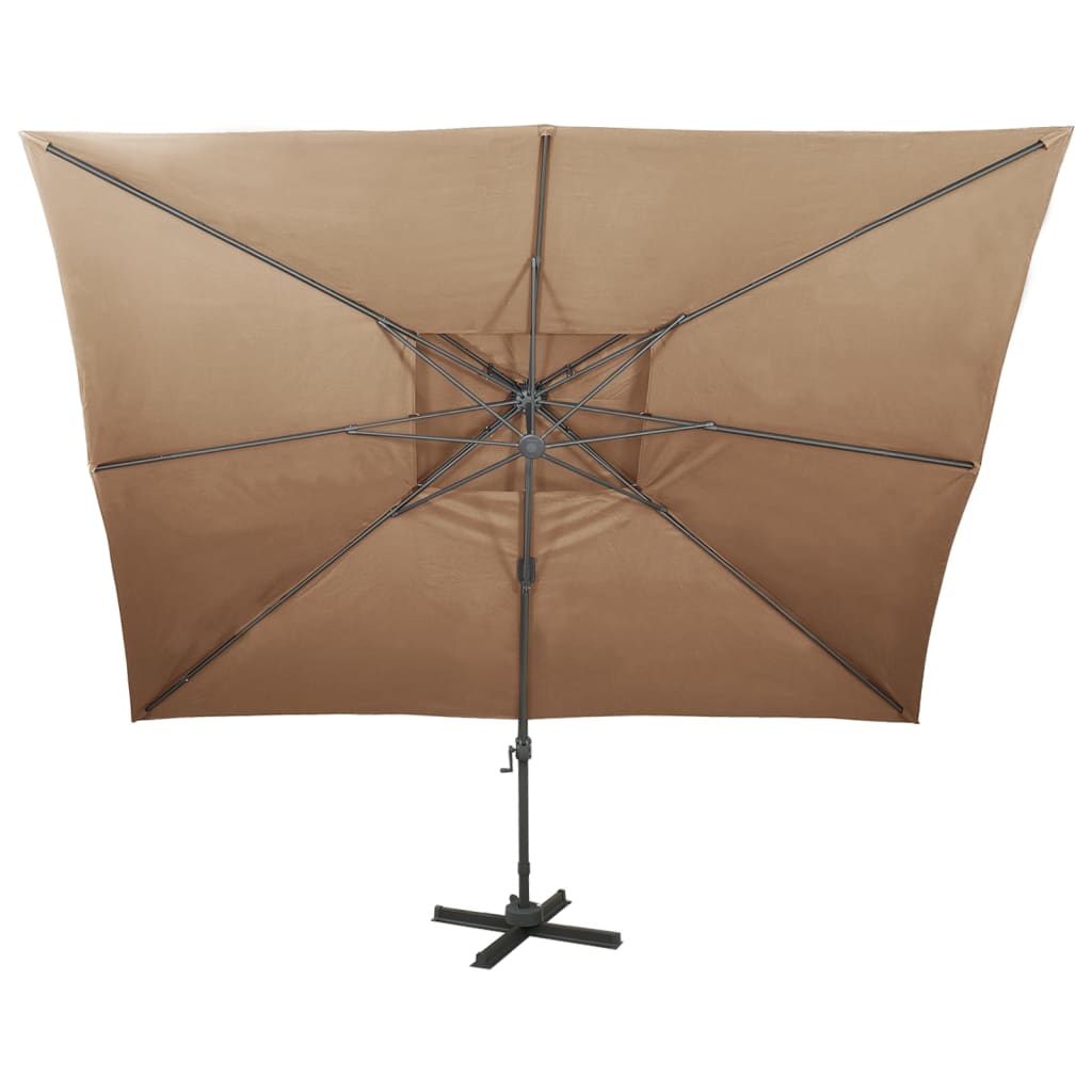 Konzolni vrtni suncobran s duplim vrhom 400 x 300 cm smeđesivi