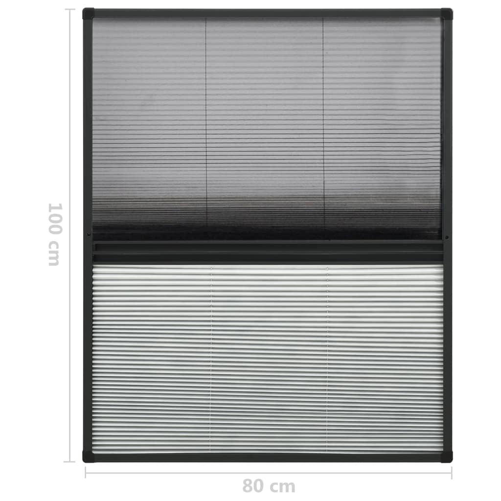Nabrani zaslon protiv insekata za prozore aluminijski 80x100 cm