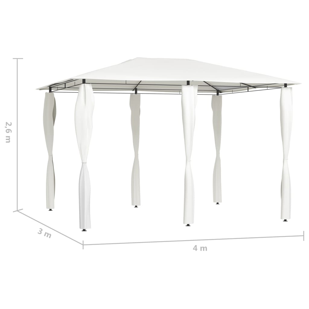 Sjenica s navlakama za stupove 3 x 4 x 2,6 m krem 160 g/m²