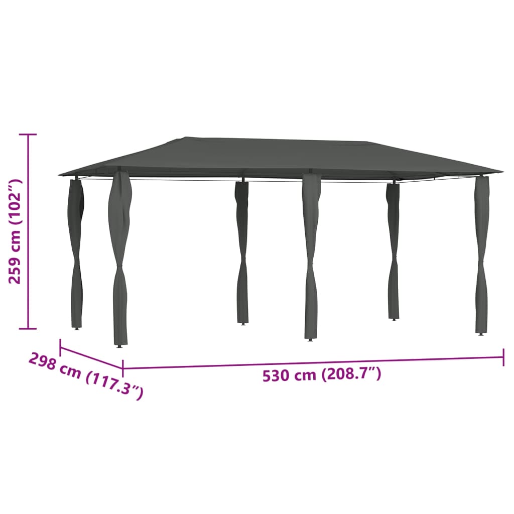 Sjenica s navlakama za stupove 2,98x5,3x2,59m antracit 160 g/m²