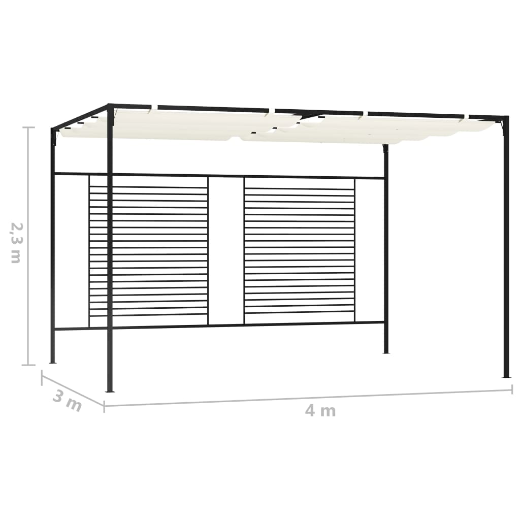 Sjenica s pomičnim krovom 3 x 4 x 2,3 m krem 180 g/m²
