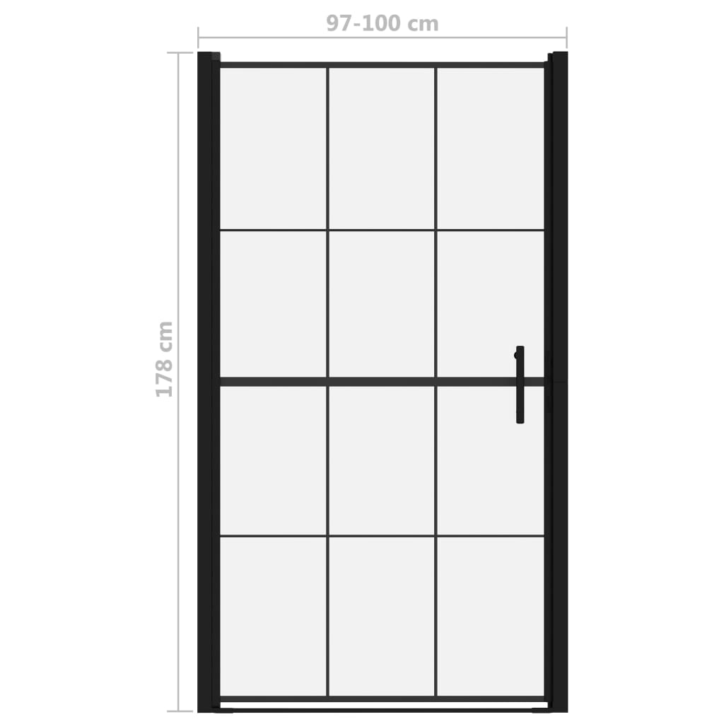Vrata za tuš od kaljenog stakla 100 x 178 cm crna