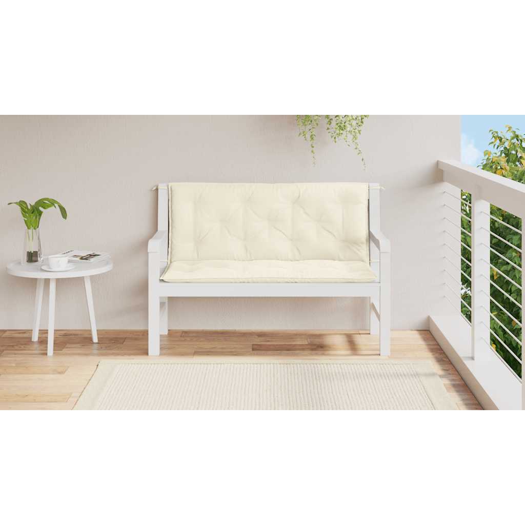 Jastuk za vrtnu klupu krem bijeli 120x(50+50)x7 cm od tkanine