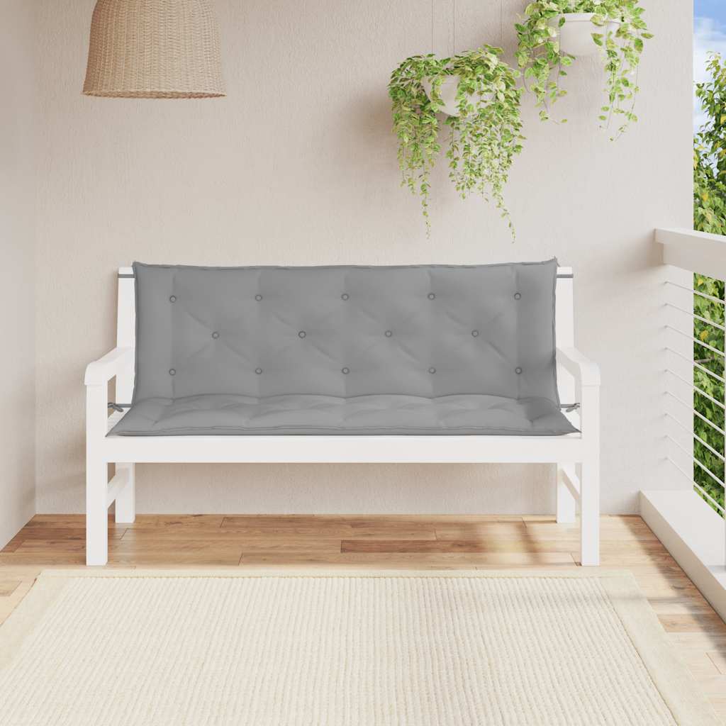 Jastuk za vrtnu klupu sivi 150 x (50+50) x 7 cm tkanina Oxford