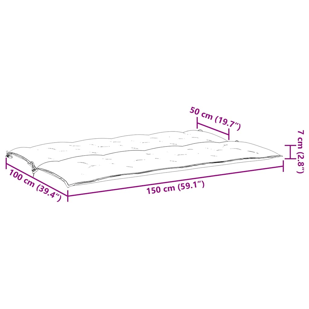 Jastuk za vrtnu klupu krem bijeli 150x(50+50)x7 cm od tkanine