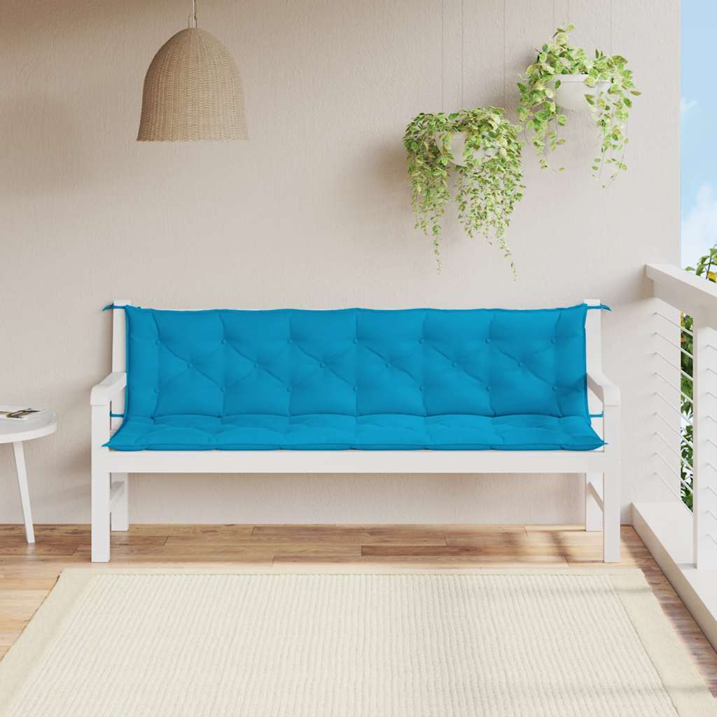 Jastuk za vrtnu klupu svjetloplavi 200x(50+50)x7 cm od tkanine