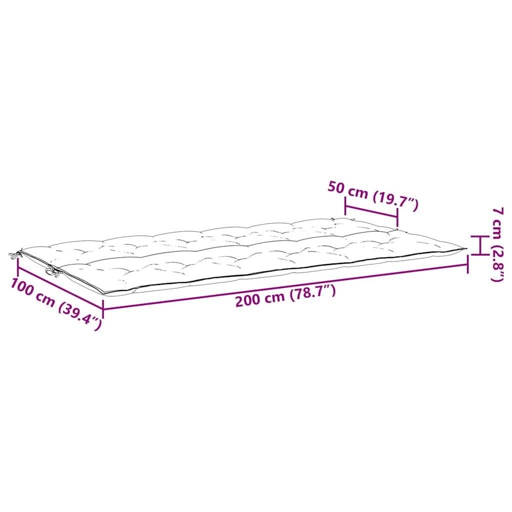 Jastuk za vrtnu klupu svjetloplavi 200x(50+50)x7 cm od tkanine