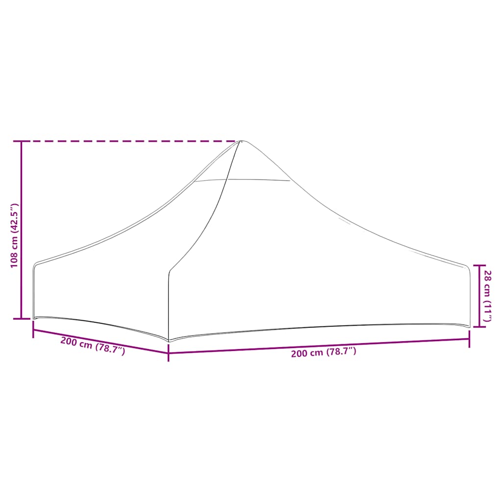 Krov za šator za zabave 2 x 2 m bordo 270 g/m²