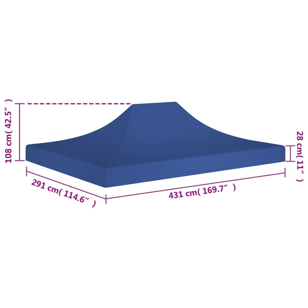 Krov za šator za zabave 4,5 x 3 m plavi 270 g/m²