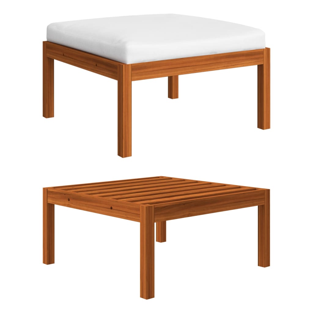 Vrtni set za sjedenje od 5 dijelova s jastucima, krem drvo, akacija i uže