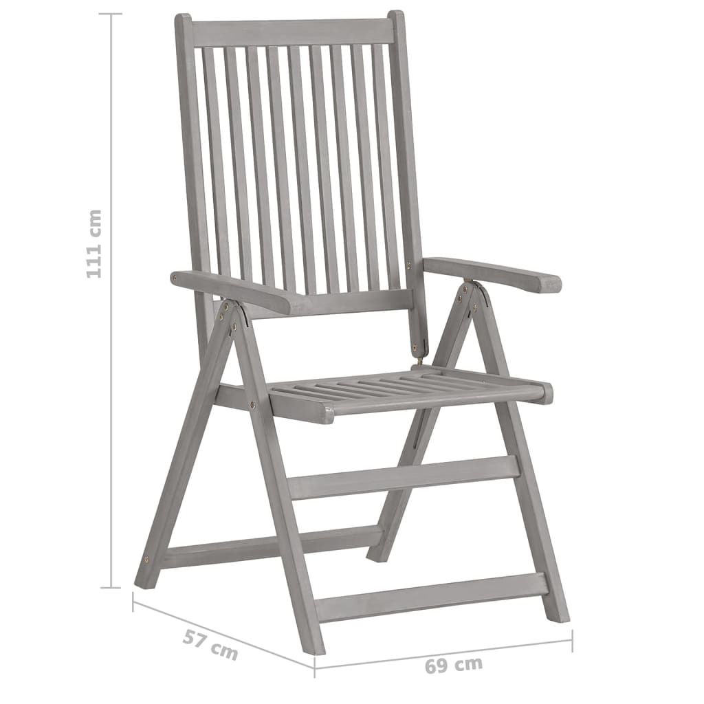 Vrtni blagovaonski set od 5 dijelova (150-200) x 100 cm, masivno drvo akacije, sive boje