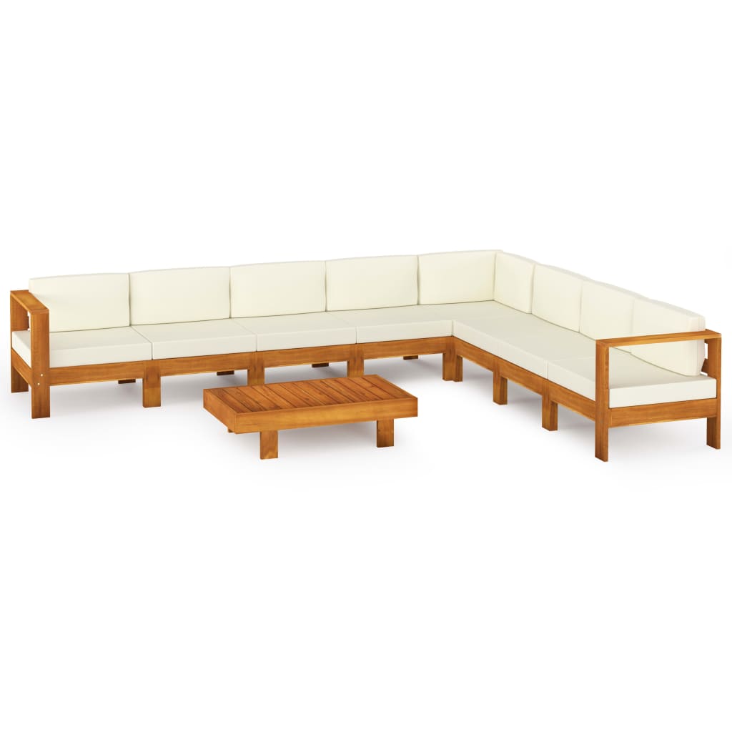 Vrtni set za sjedenje s jastucima, 9 dijelova, 100 x 60 cm, akacija