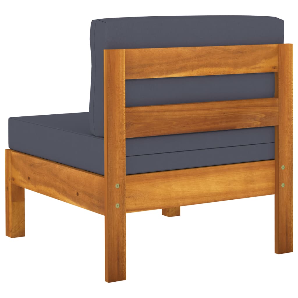 8-dijelna vrtna garnitura s tamnosivim jastucima bagremovo drvo