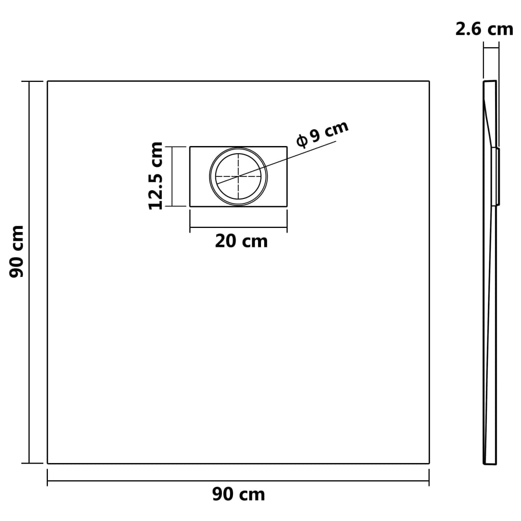 Kada za tuš SMC smeđa 90 x 90 cm