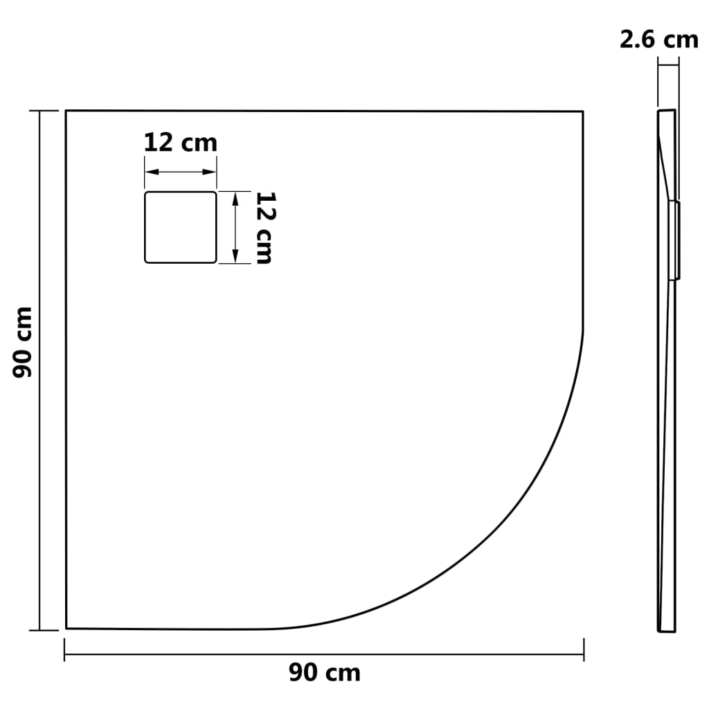 Kada za tuš SMC smeđa 90 x 90 cm