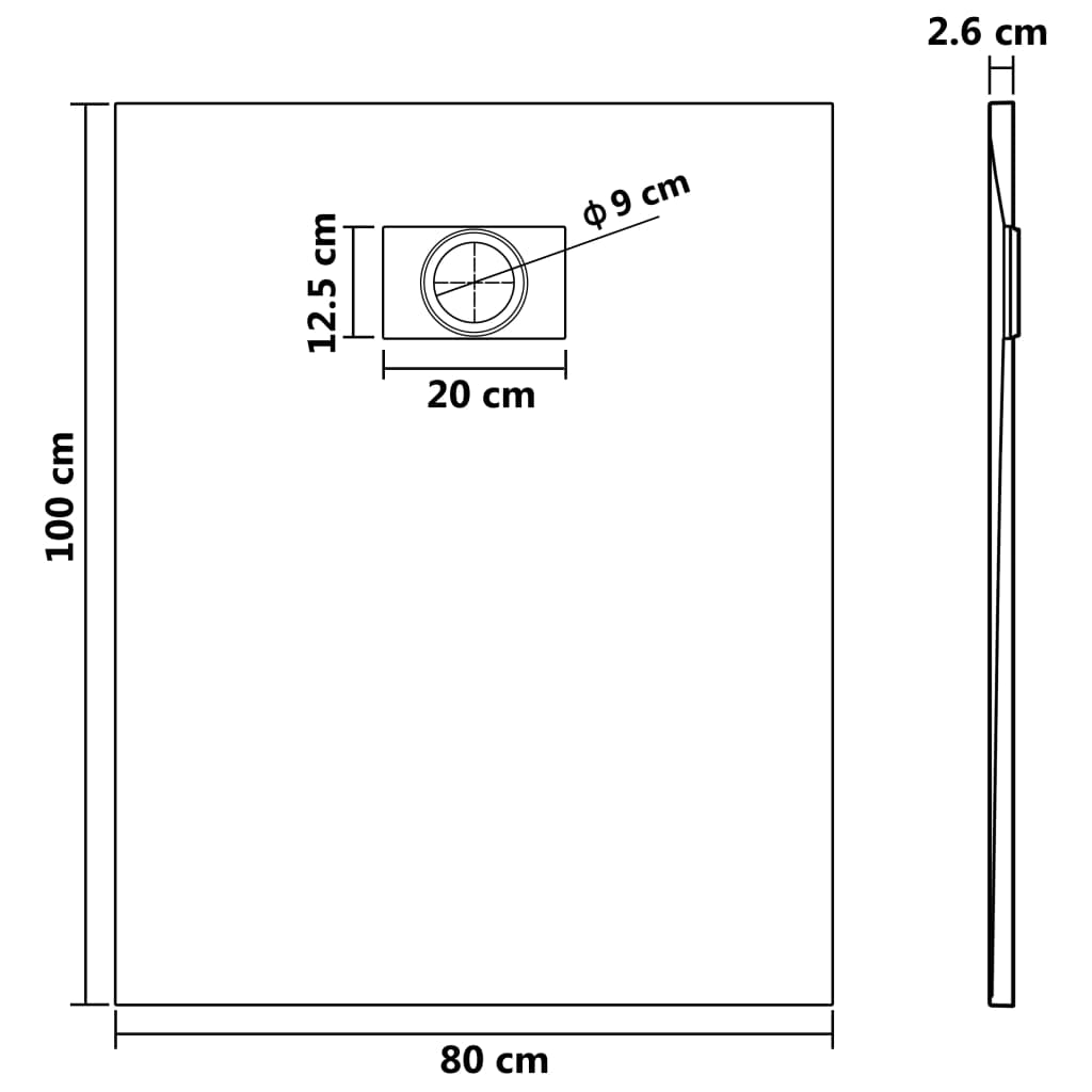 Kada za tuš SMC siva 100 x 80 cm