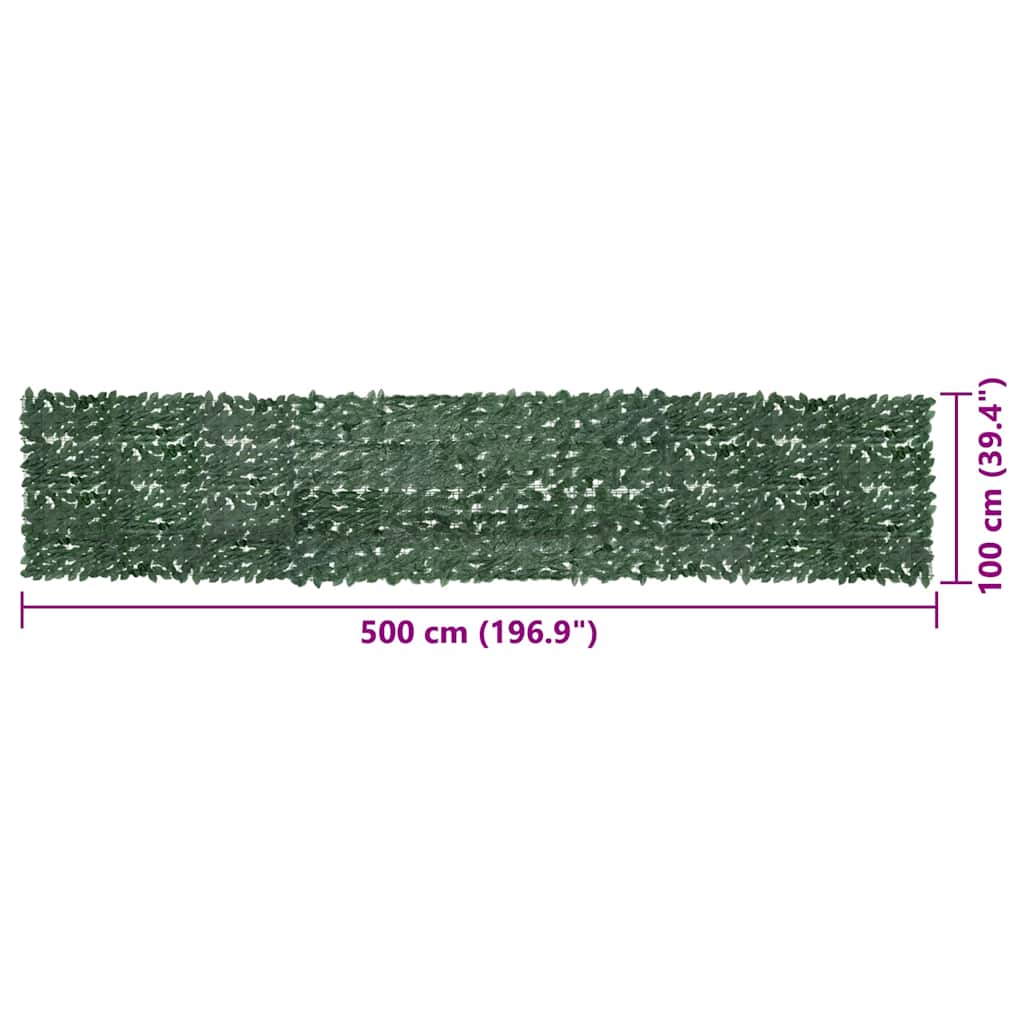 Balkonski zastor s tamnozelenim lišćem 500 x 100 cm