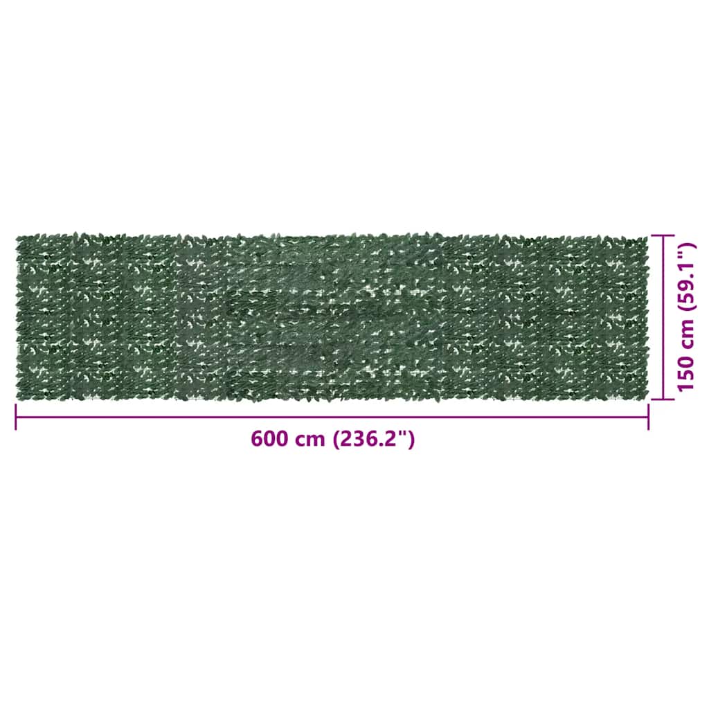 Balkonski zastor s tamnozelenim lišćem 600 x 150 cm