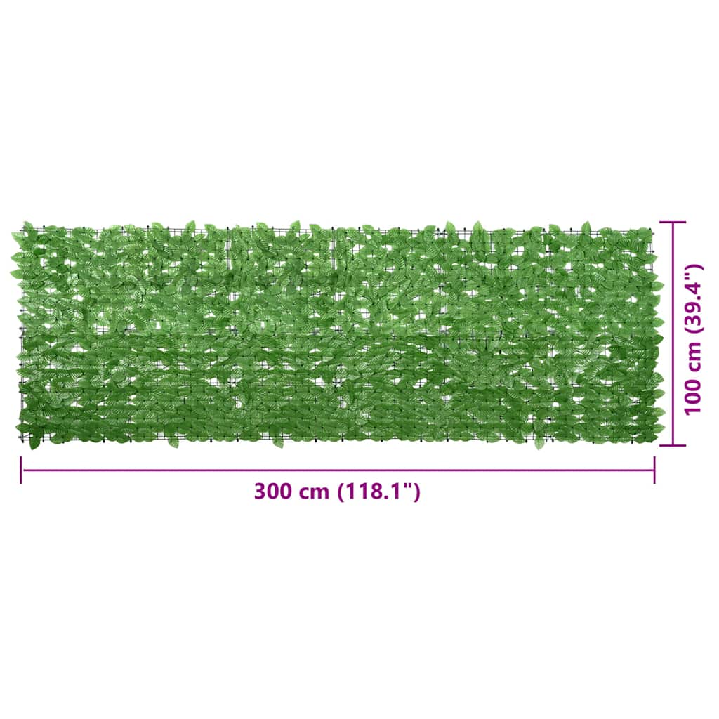 Balkonski zastor sa zelenim lišćem 300 x 100 cm