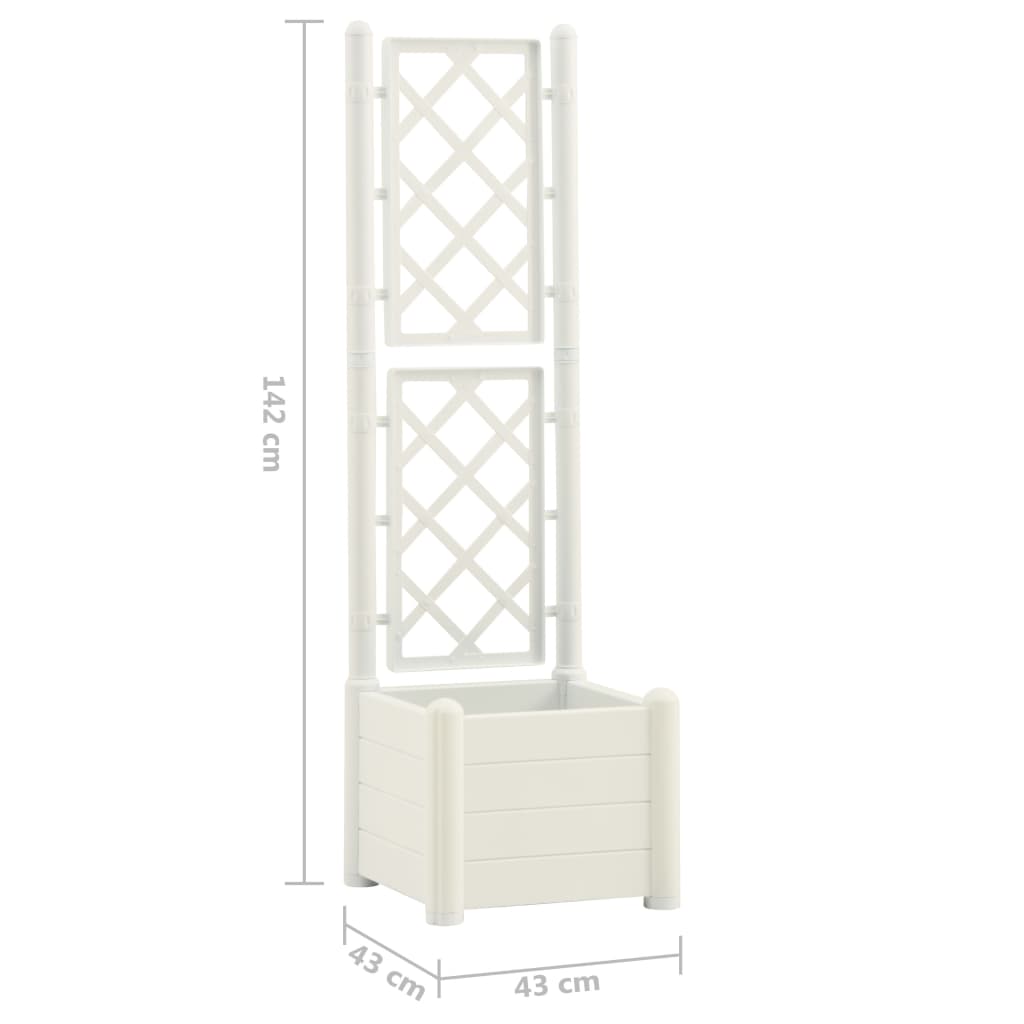Vrtna sadilica s rešetkom 43 x 43 x 142 cm PP bijela