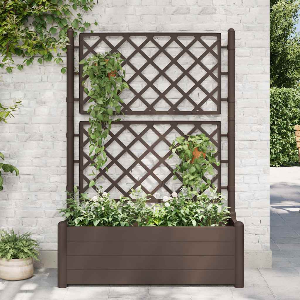 Vrtna sadilica s rešetkom 100 x 43 x 142 cm PP boja kave