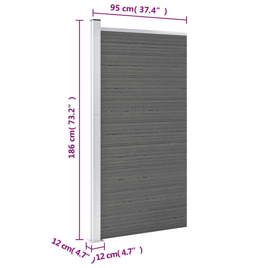 Panel za ogradu WPC 95 x 186 cm sivi