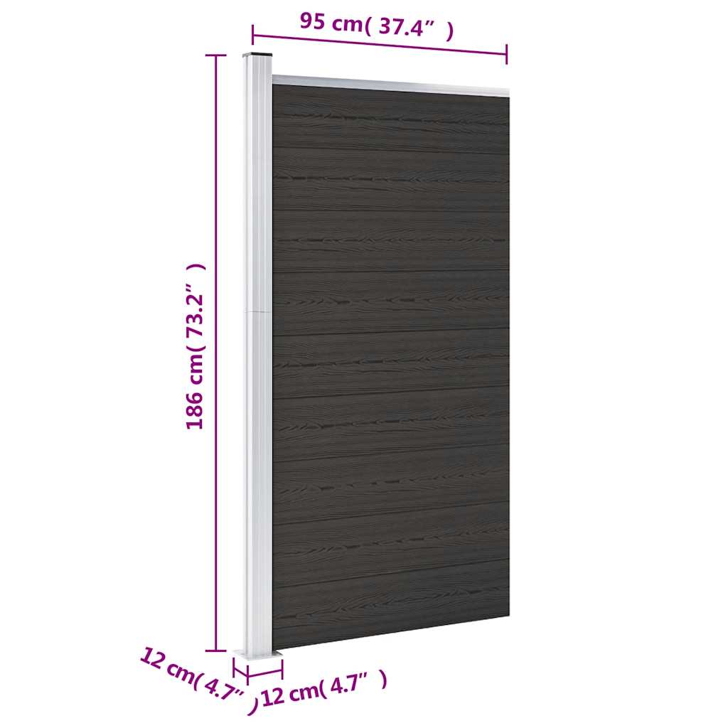 Panel za ogradu WPC 95 x 186 cm crni