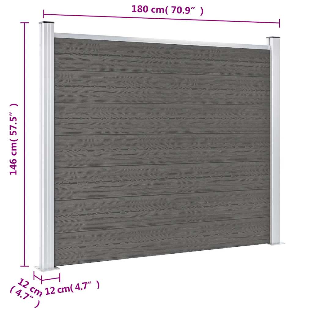 Panel za ogradu WPC 180 x 146 cm sivi