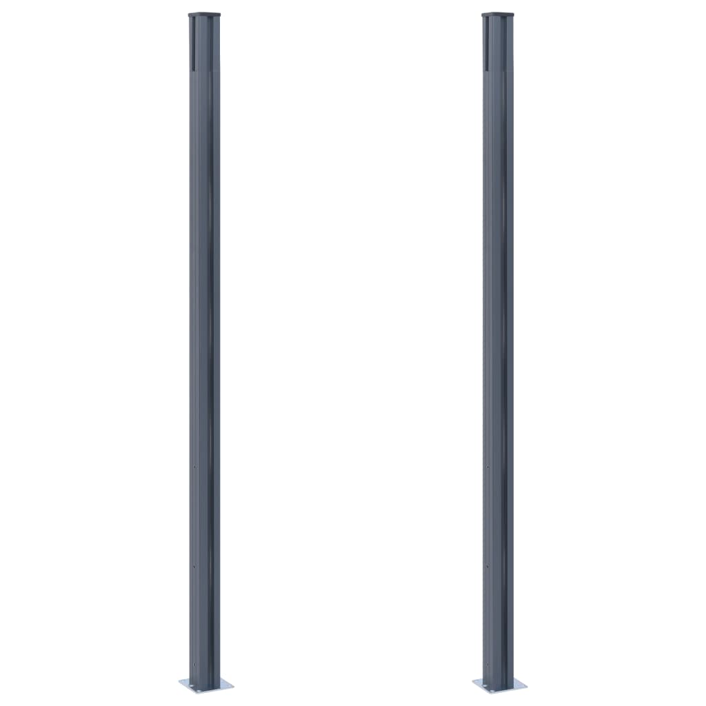 Stupovi za ogradu 2 kom tamnosivi 185 cm aluminijski