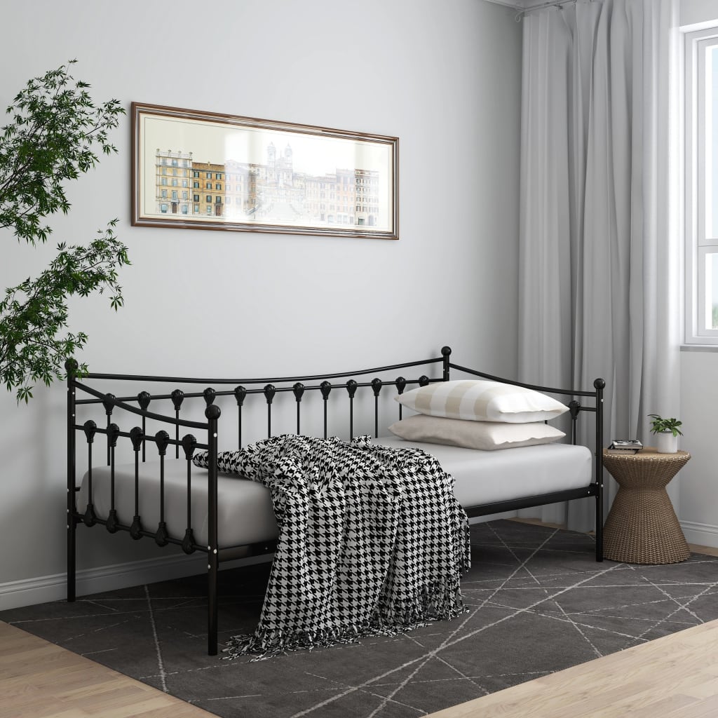 Okvir za kauč na razvlačenje crni metalni 90 x 200 cm
