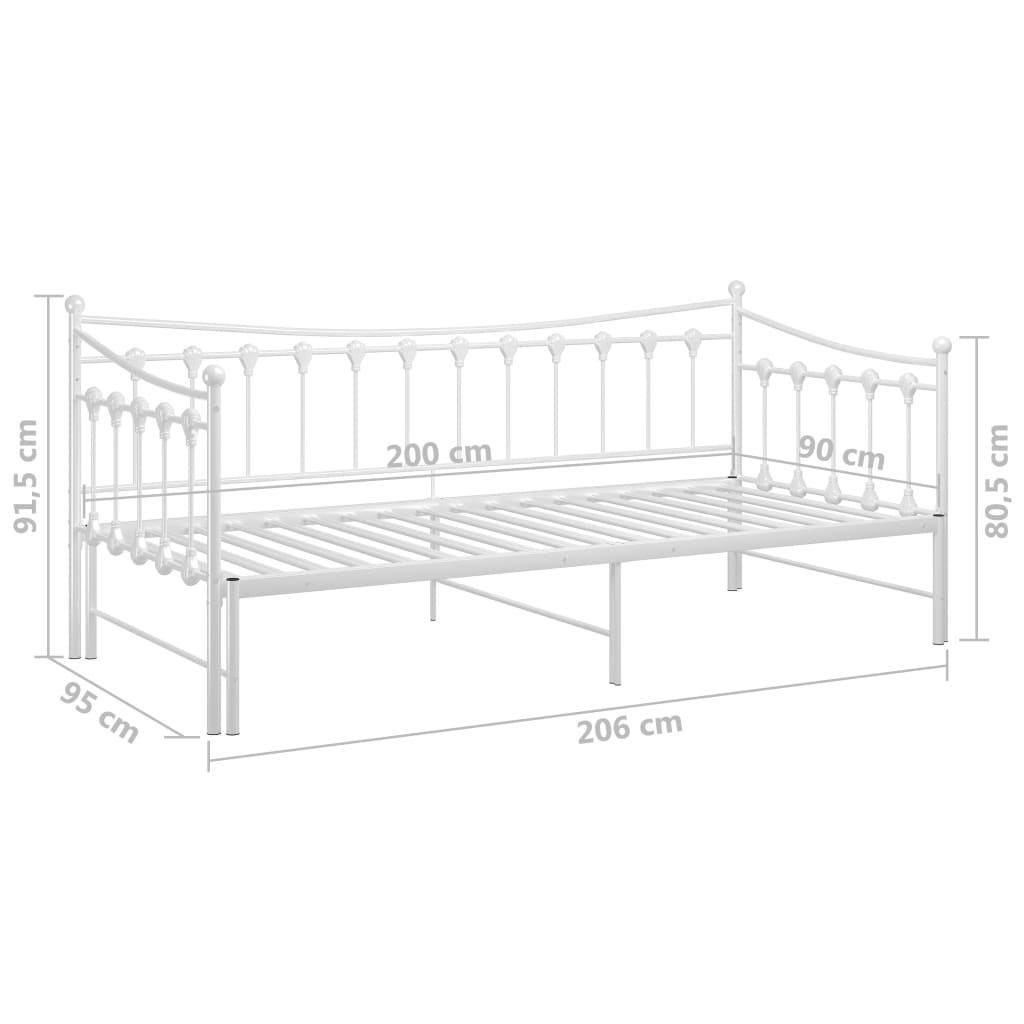 Okvir za krevet na razvlačenje bijeli metalni 90 x 200 cm