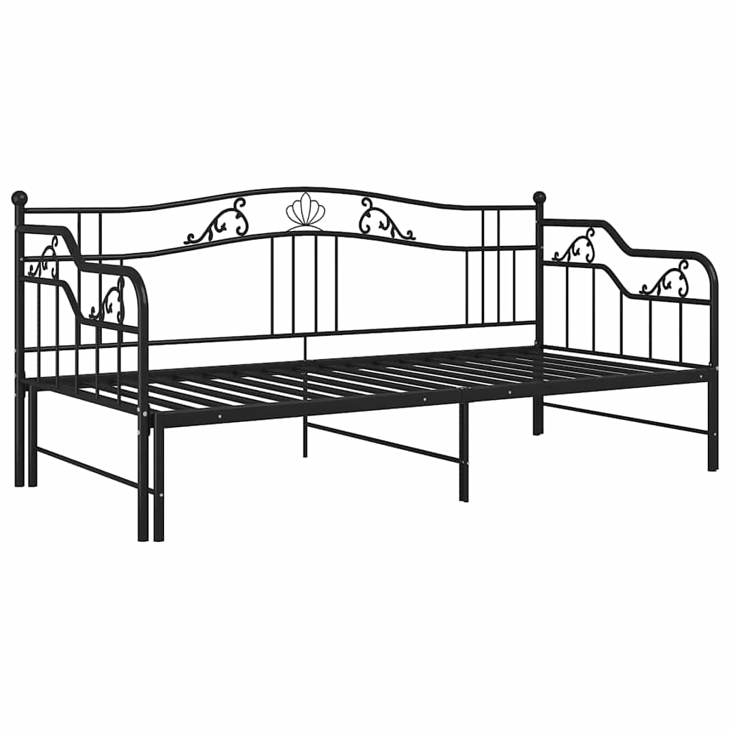 Okvir za krevet na razvlačenje crni metalni 90 x 200 cm