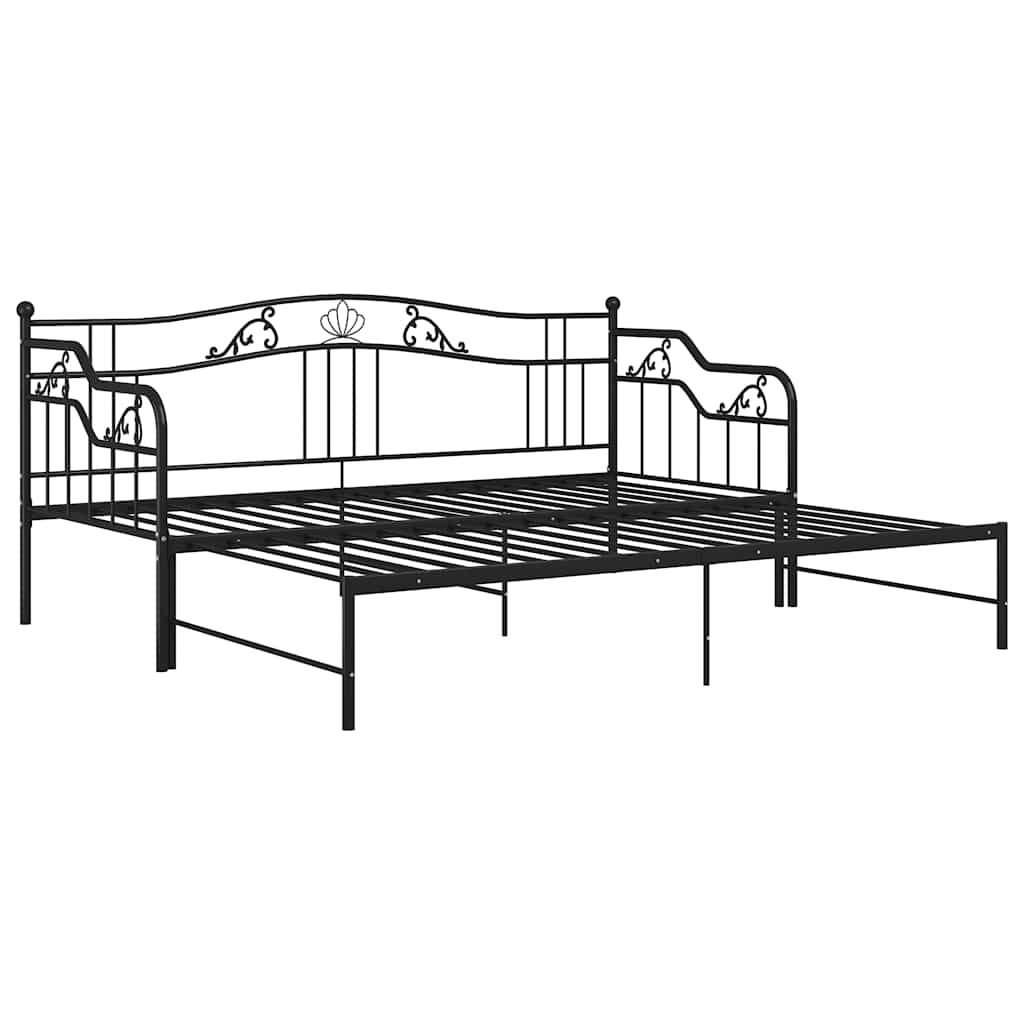 Okvir za krevet na razvlačenje crni metalni 90 x 200 cm