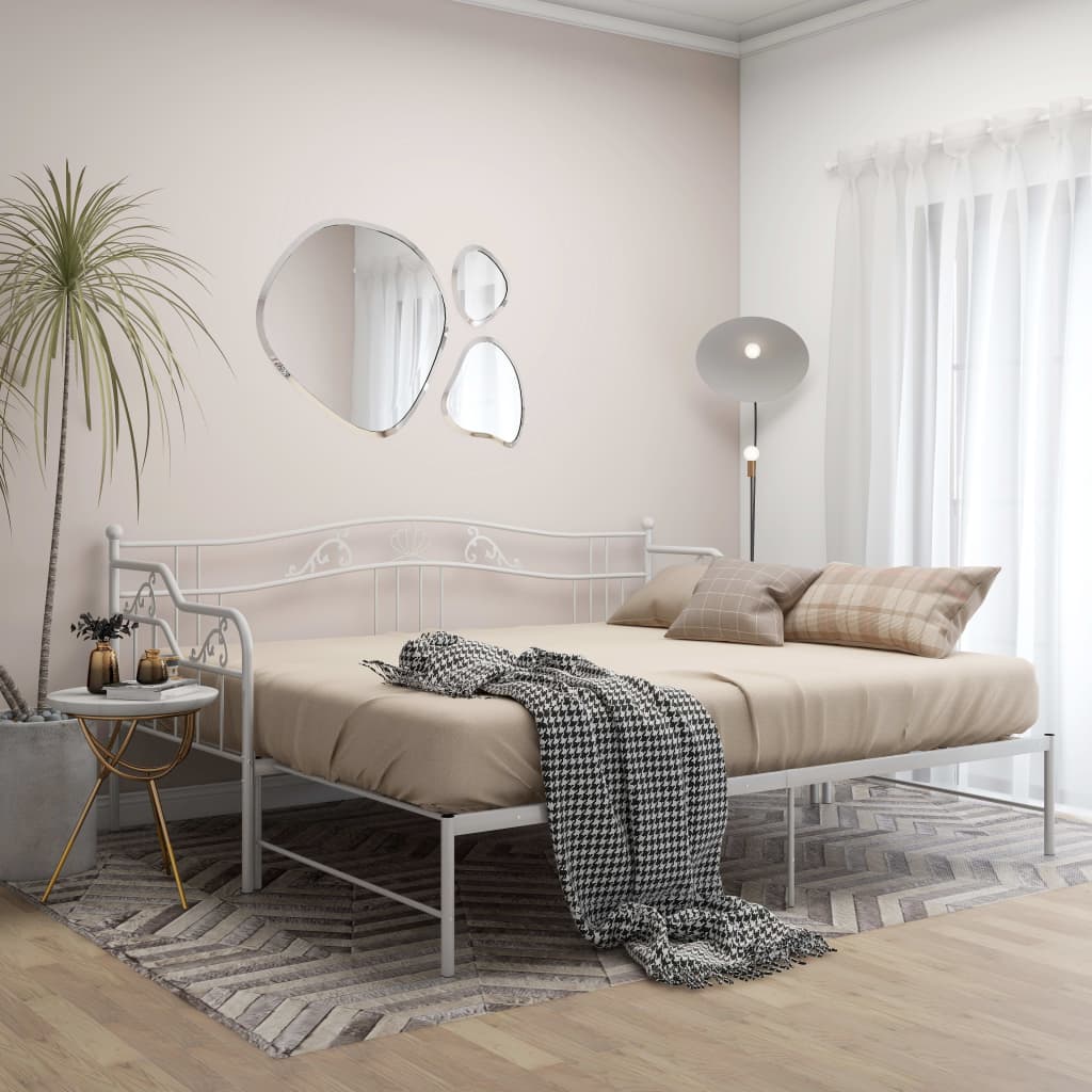 Okvir za krevet na razvlačenje bijeli metalni 90 x 200 cm