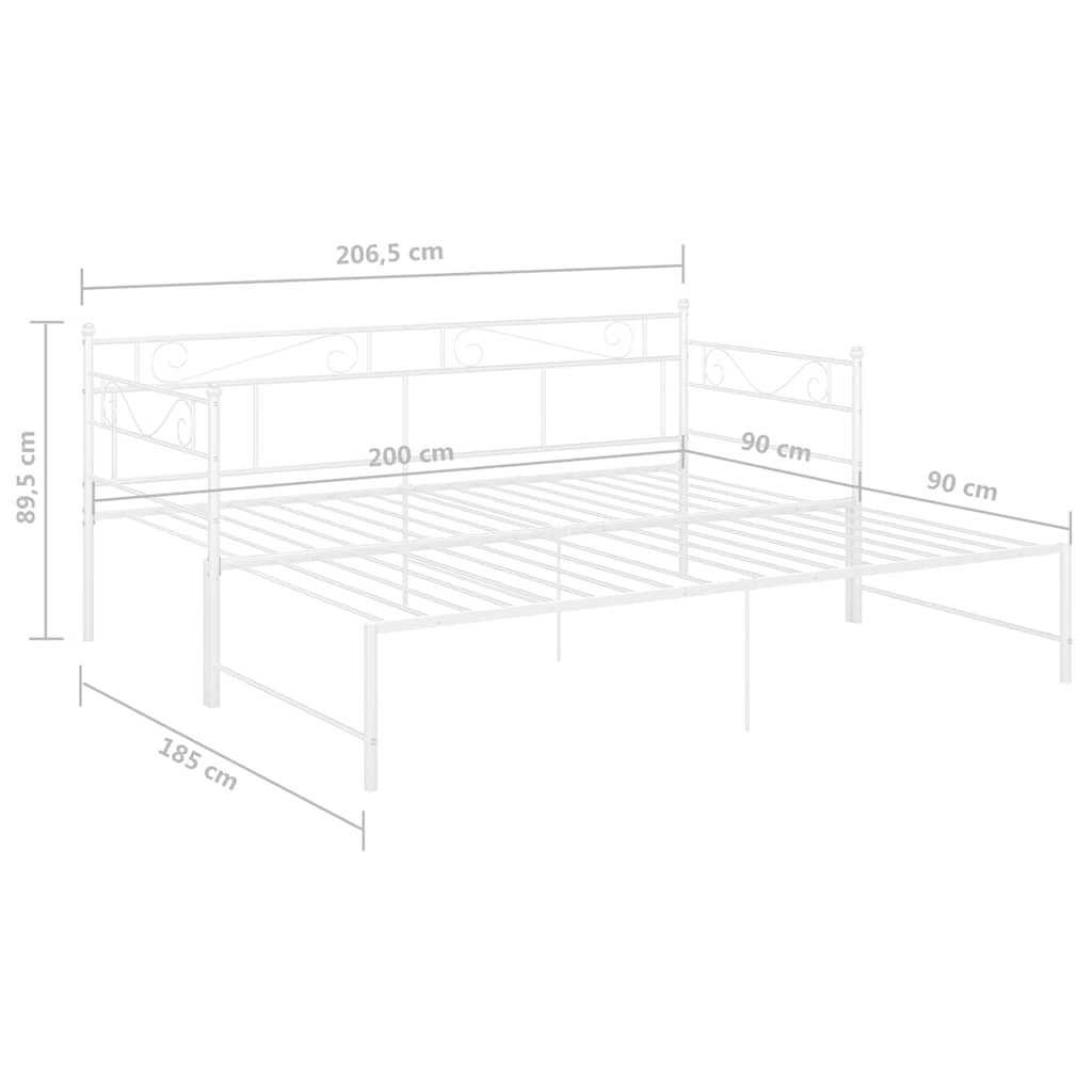 Okvir za krevet na razvlačenje bijeli metalni 90 x 200 cm