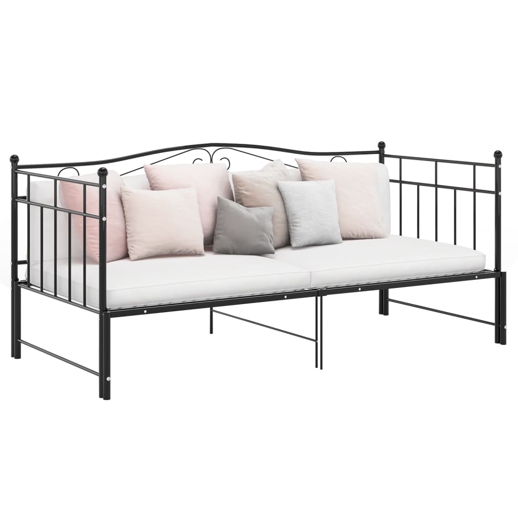 Okvir za krevet na razvlačenje crni metalni 90 x 200 cm