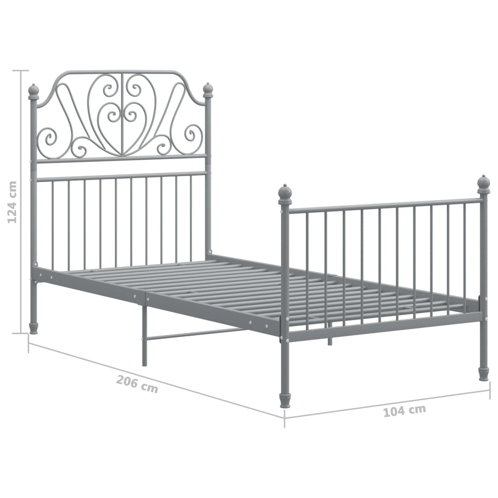 Okvir za krevet sivi metalni 100 x 200 cm