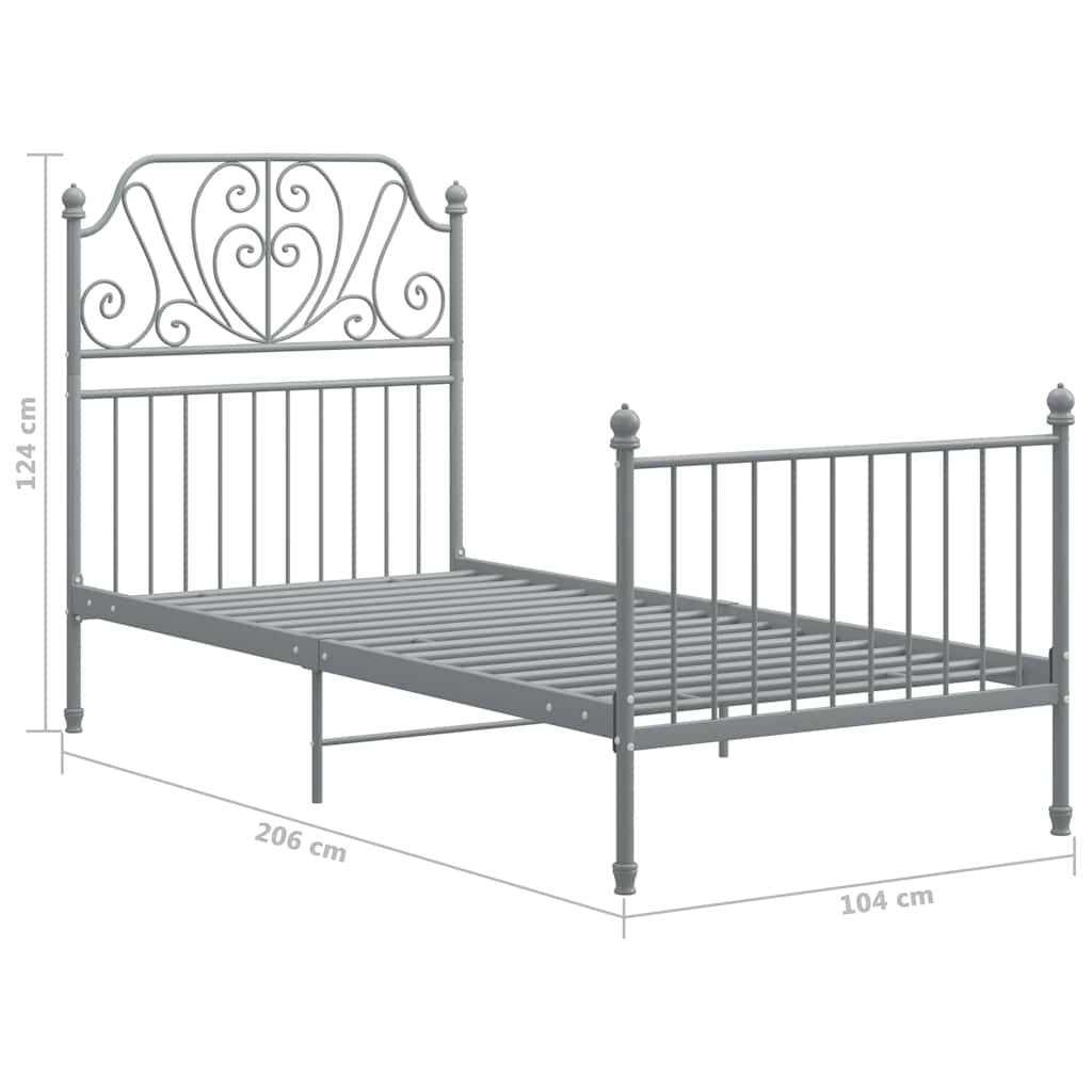 Okvir za krevet sivi metalni 100 x 200 cm