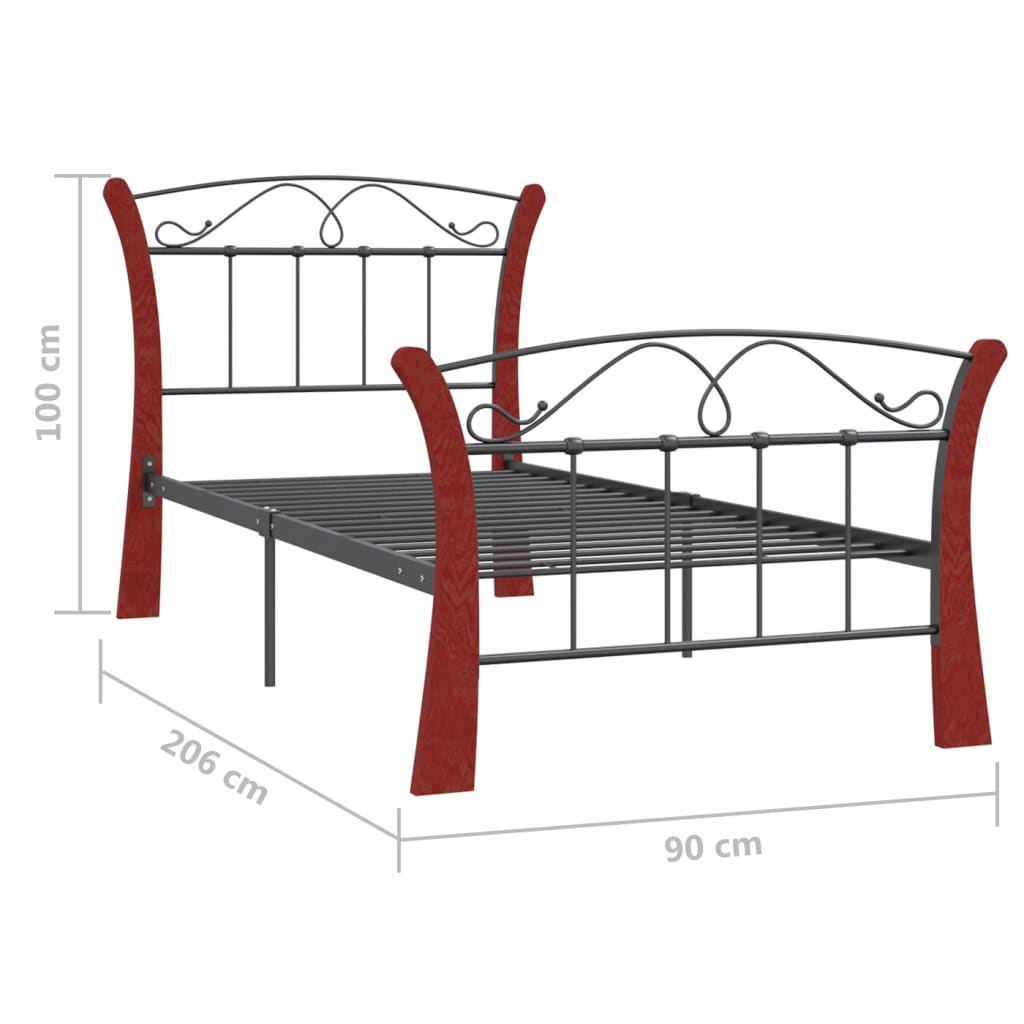 Okvir za krevet crni metalni 90 x 200 cm