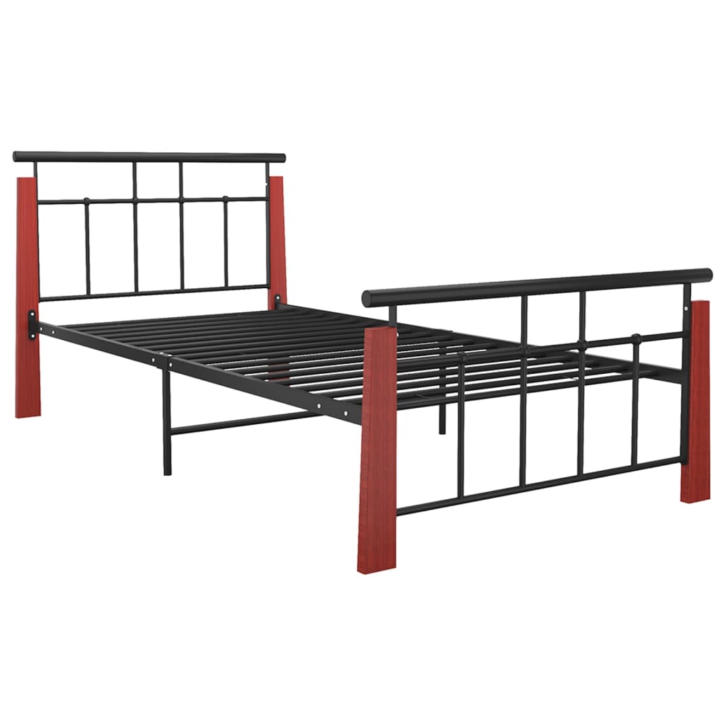 Okvir za krevet od metala i masivne hrastovine 90 x 200 cm