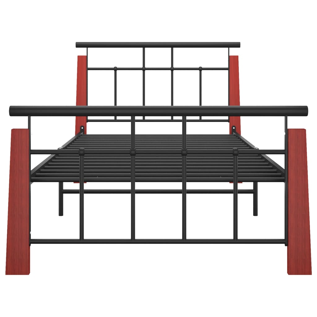 Okvir za krevet od metala i masivne hrastovine 90 x 200 cm