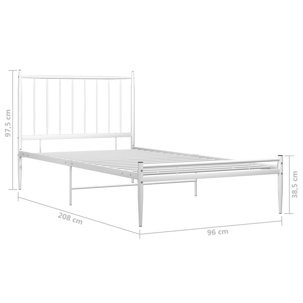 Okvir za krevet bijeli metalni 90 x 200 cm