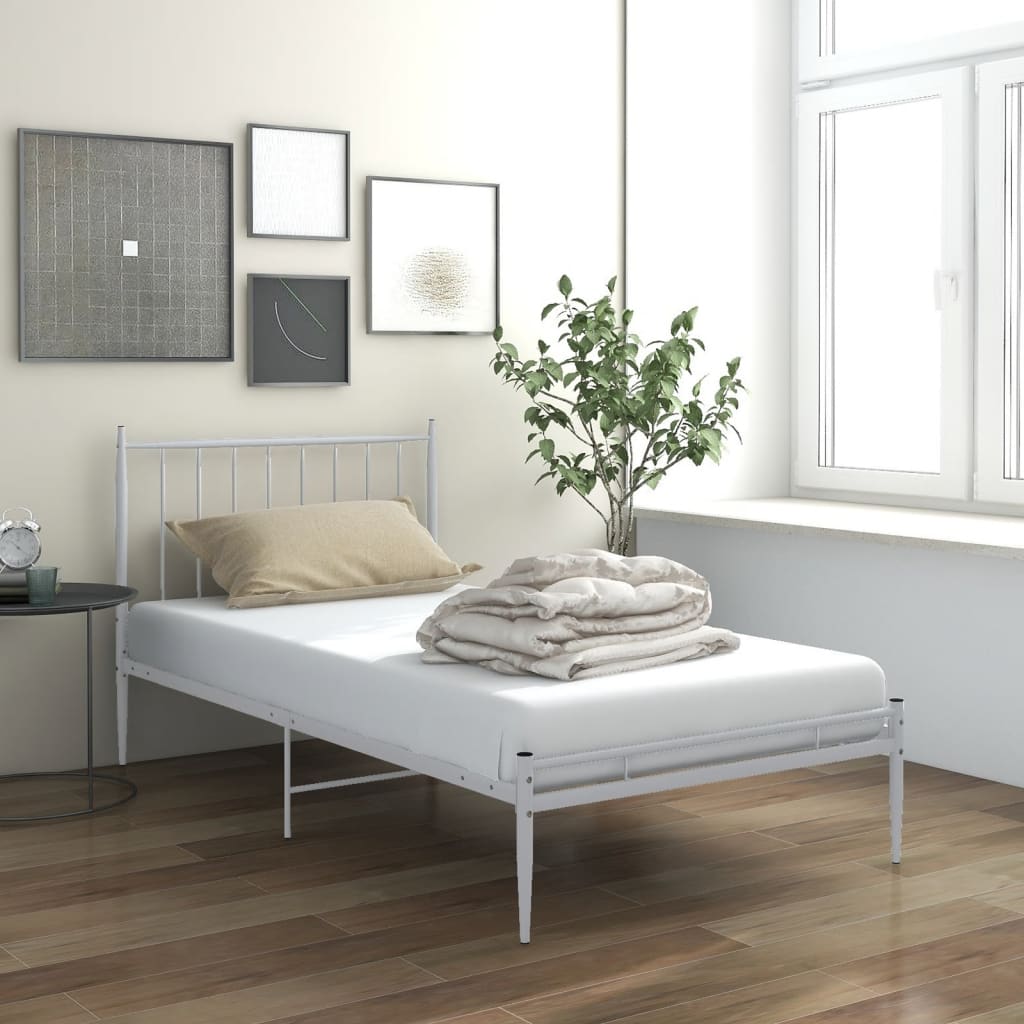 Okvir za krevet bijeli metalni 90 x 200 cm