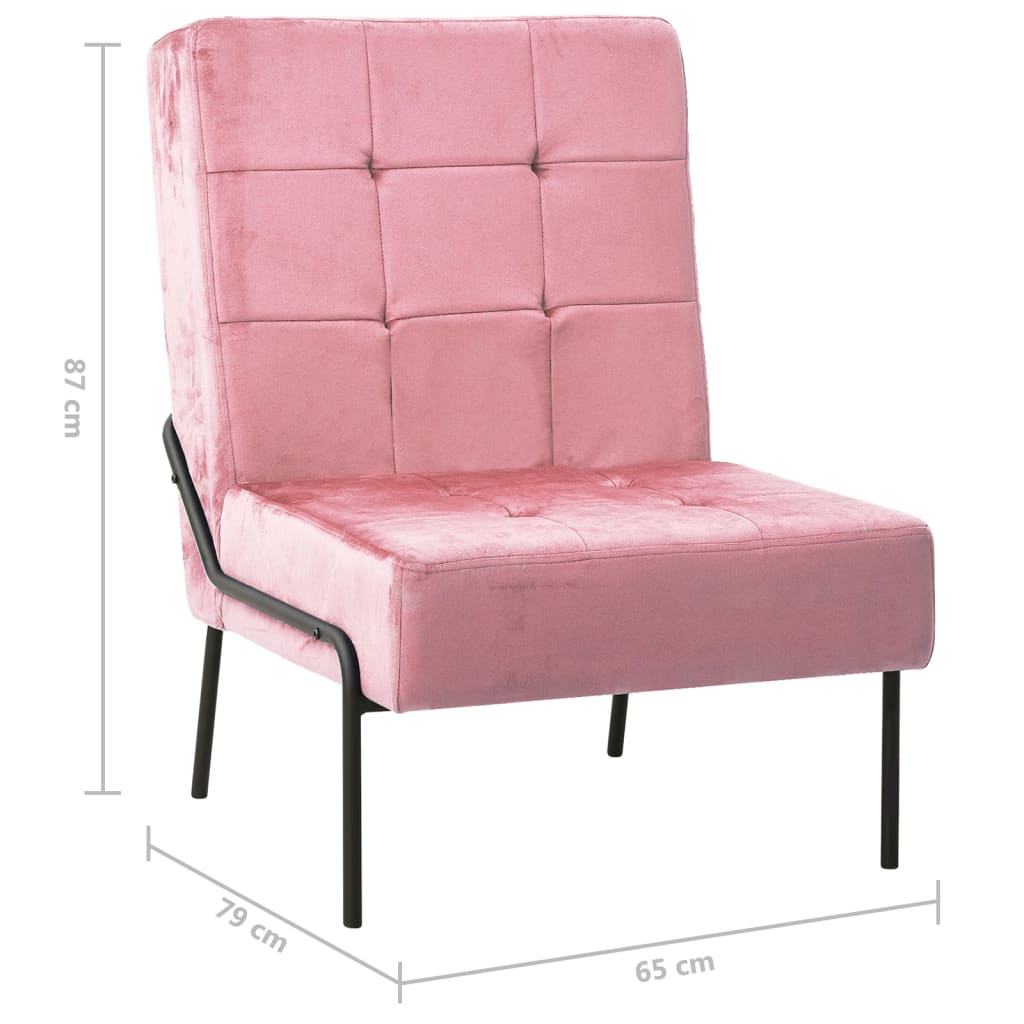 Stolica za opuštanje 65 x 79 x 87 cm ružičasta baršunasta