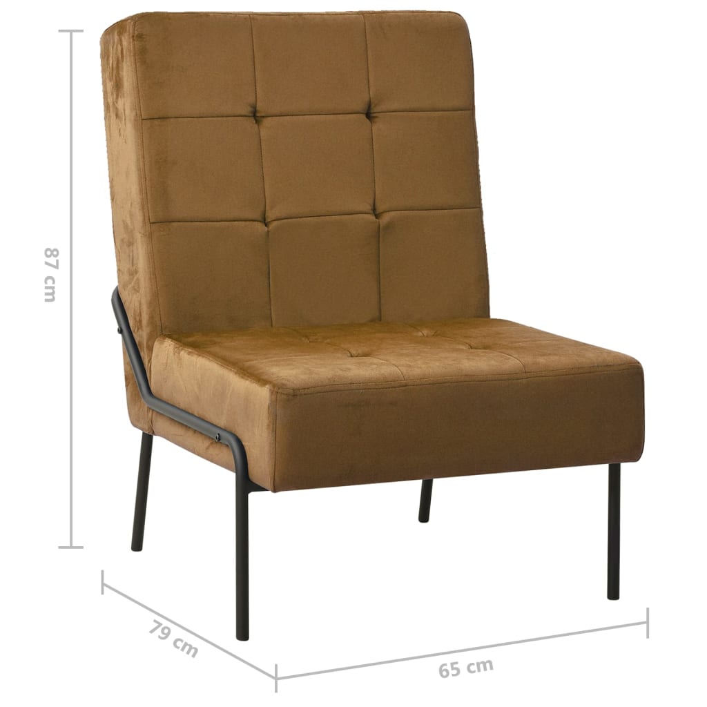 Stolica za opuštanje 65 x 79 x 87 cm smeđa baršunasta