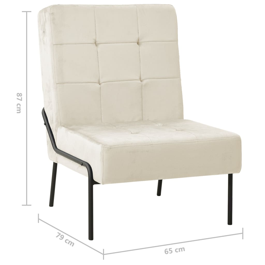 Stolica za opuštanje 65 x 79 x 87 cm krem bijela baršunasta