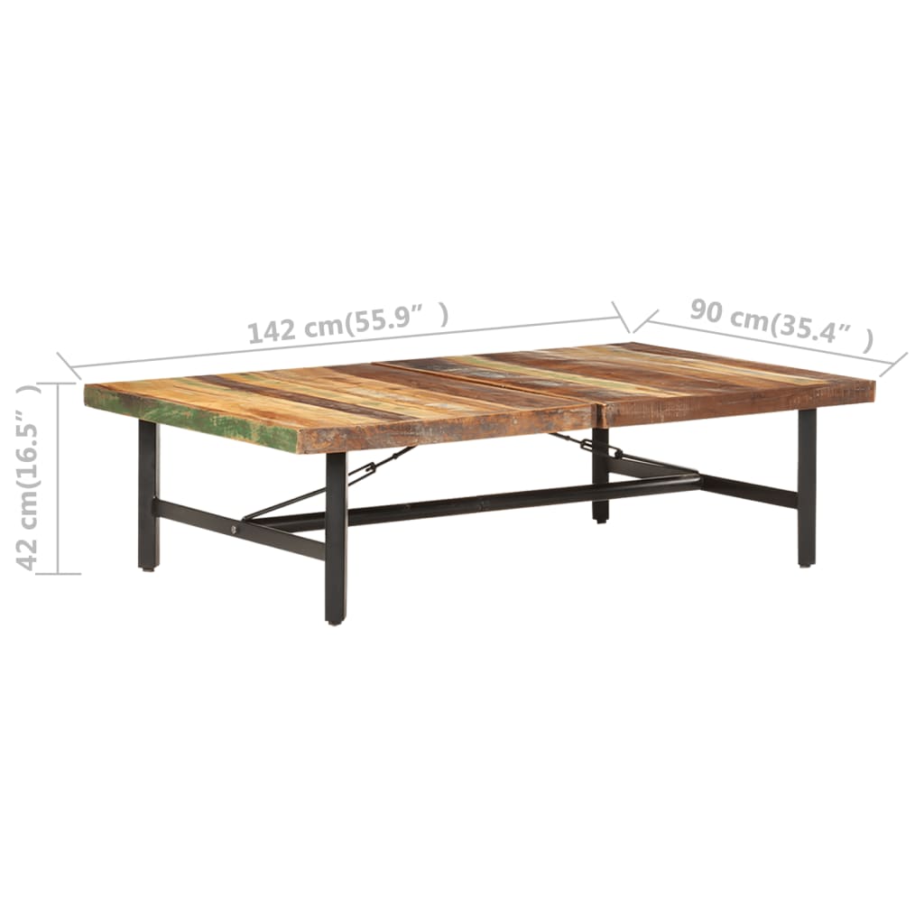 Stolić za kavu 142 x 90 x 42 cm od masivnog obnovljenog drva
